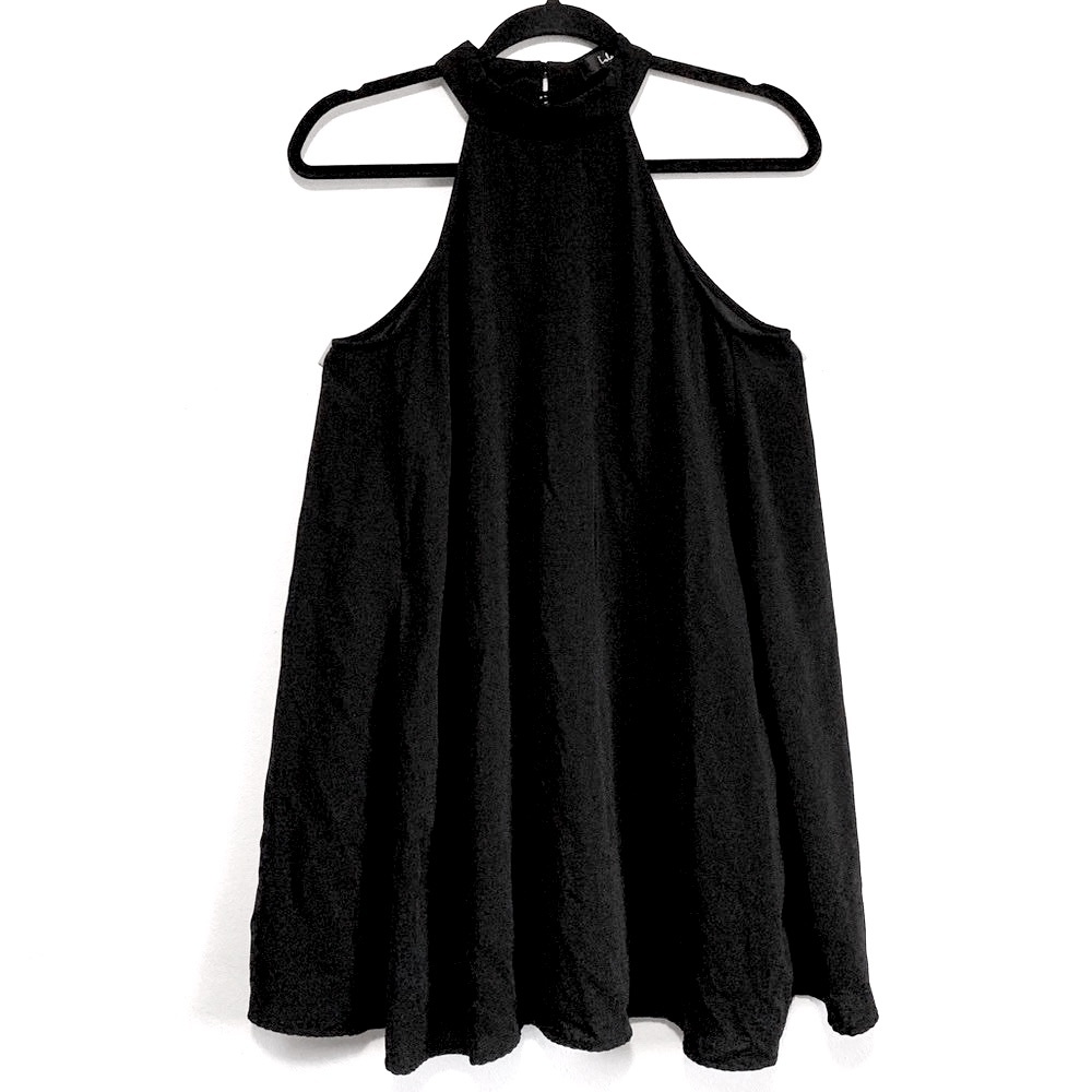 Lulu’s Black Halter Mini Swing Dress